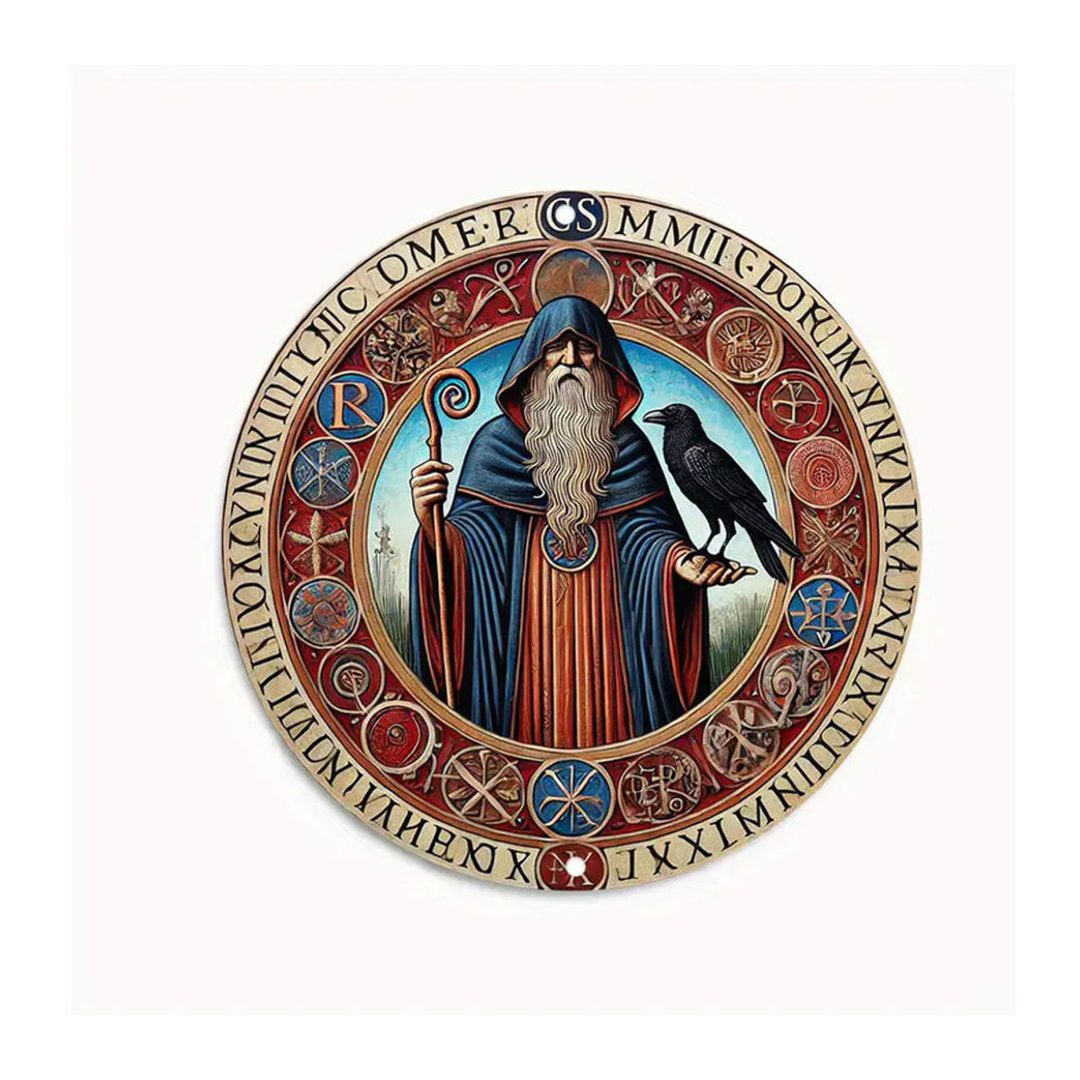 Religiöse Wanddekoration St. Benedikt-Medaille von CIFBUY aus Metall in Mehrfarbig, Durchmesser: 19,81 cm - Bild 3