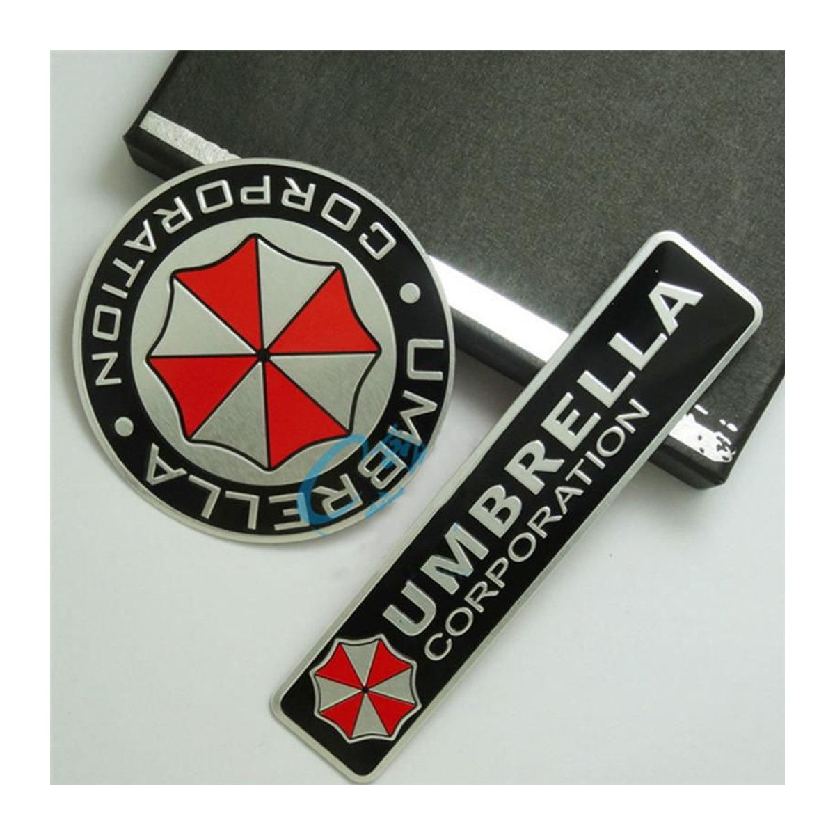 Resident Evil Umbrella Corporation 3D-Aufkleber aus Aluminiumlegierung in Schwarz und Mango-Orange, rundes Metall-Abzeichen zur Dekoration - Bild 2