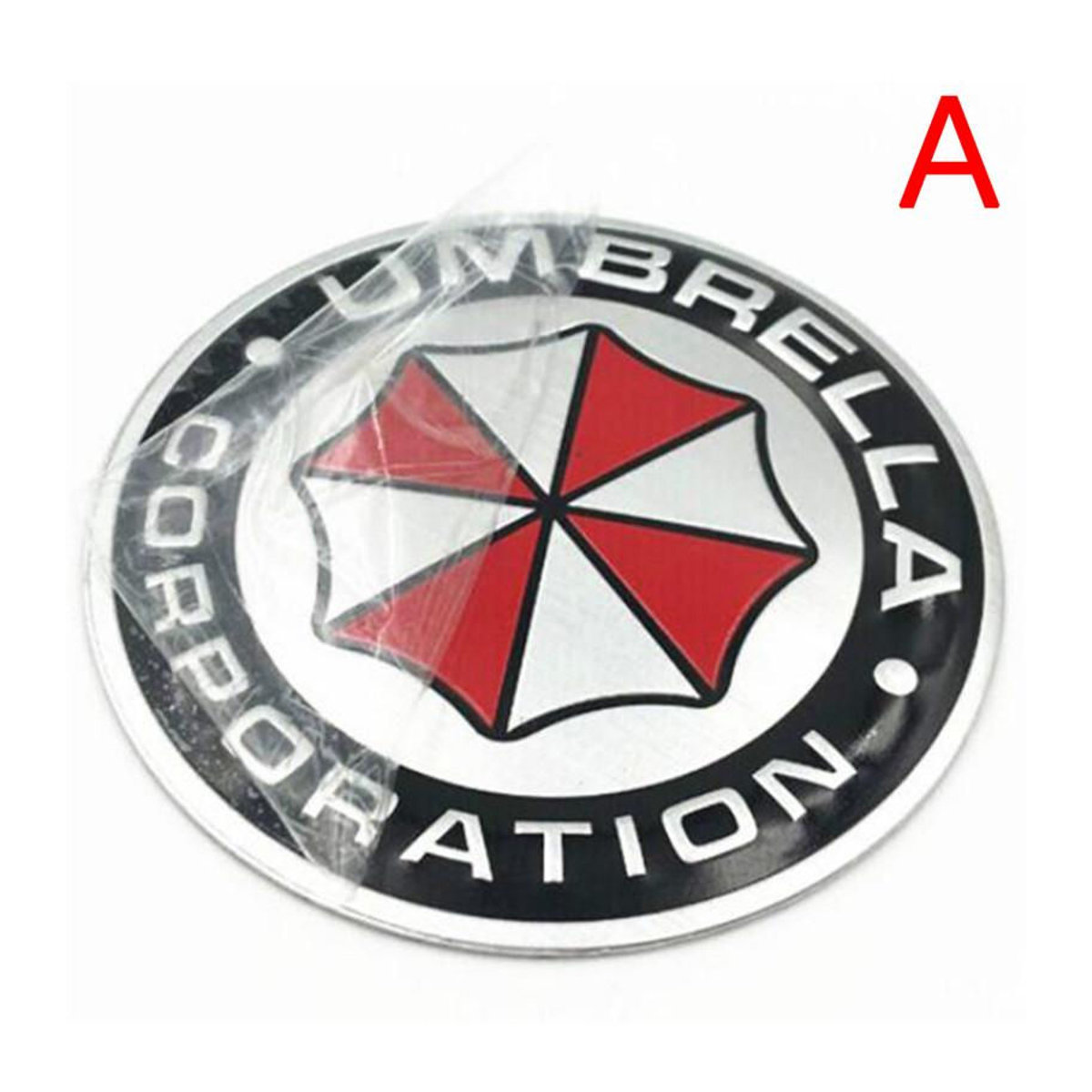 Resident Evil Umbrella Corporation 3D-Aufkleber aus Aluminiumlegierung in Schwarz und Mango-Orange, rundes Metall-Abzeichen zur Dekoration - Bild 5