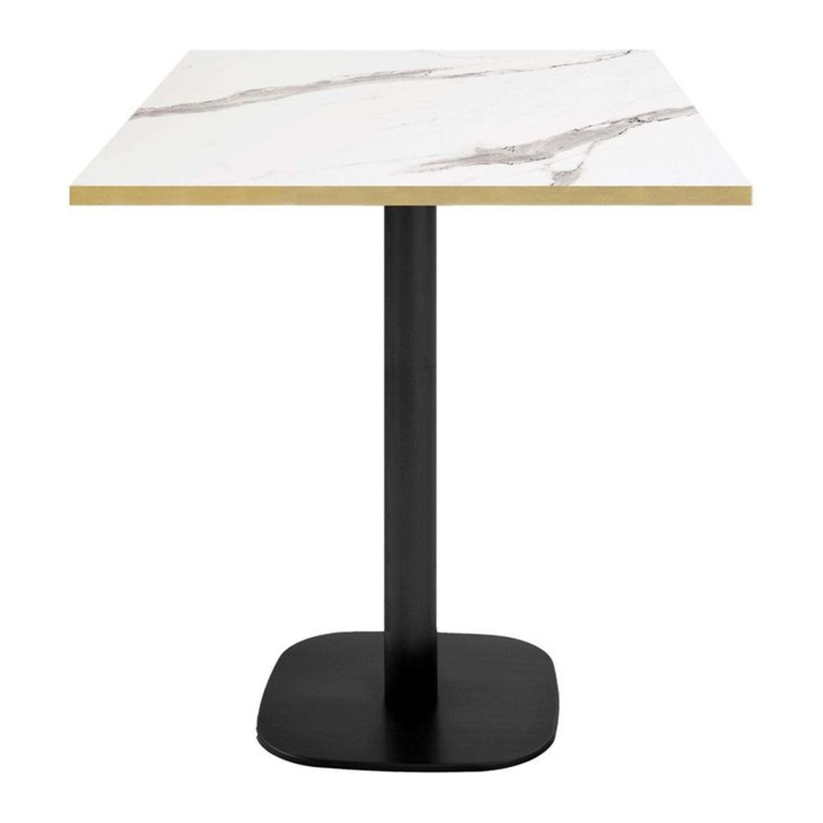 RestooTab Snacktisch Round quadratisch in Weiß mit Marmor-Optik und schwarzem Gestell, B/T/H: 70 x 70 x 93 cm - Bild 1