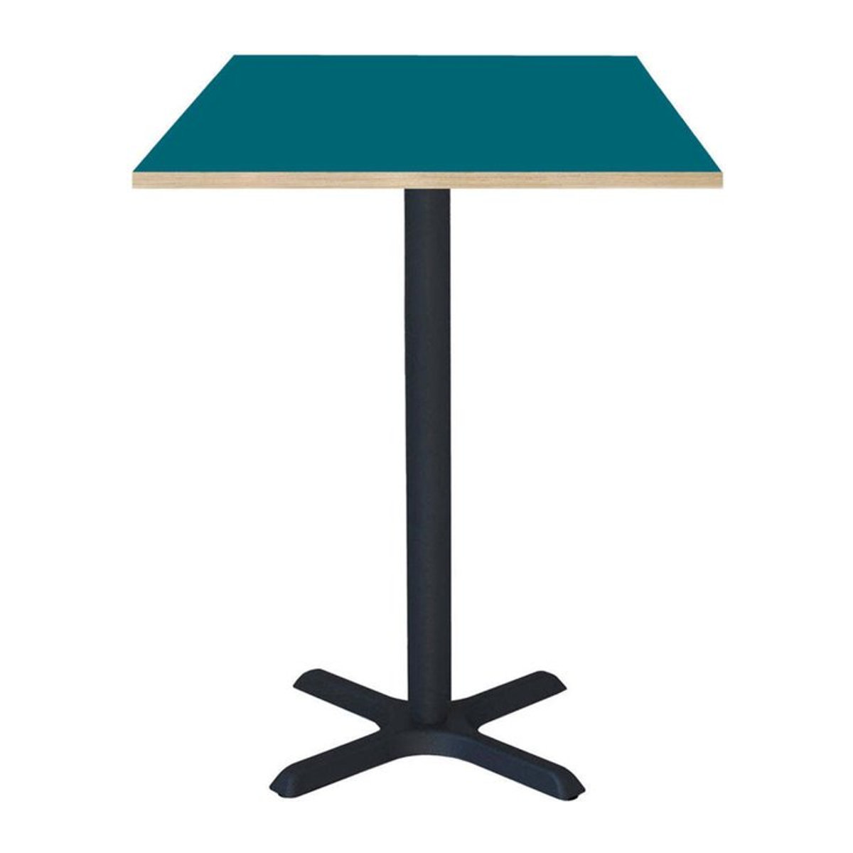 RestooTab Stehtisch Dina quadratisch blau mit Holzdekor und schwarzem Gestell B/T/H: 60 x 60 x 112 cm - Bild 1