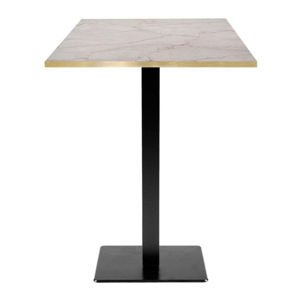 RestooTab Stehtisch Milan quadratisch in Weiß/Marmor mit schwarzem Gestell und messingfarbenen Kanten, B/T/H: 60 x 60 x 113 cm - Bild 1