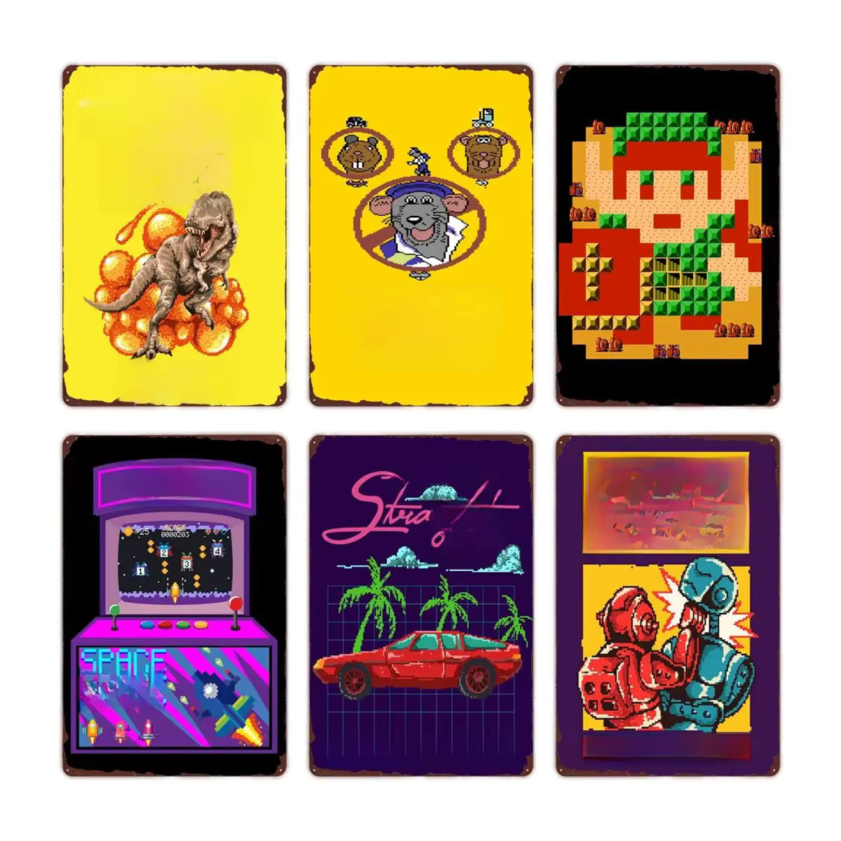 Retro Arcade Wandkunst aus Metall mit Vintage-Pixel-Spiele Design in Mehrfarbig für dein Spielzimmer - Bild 4