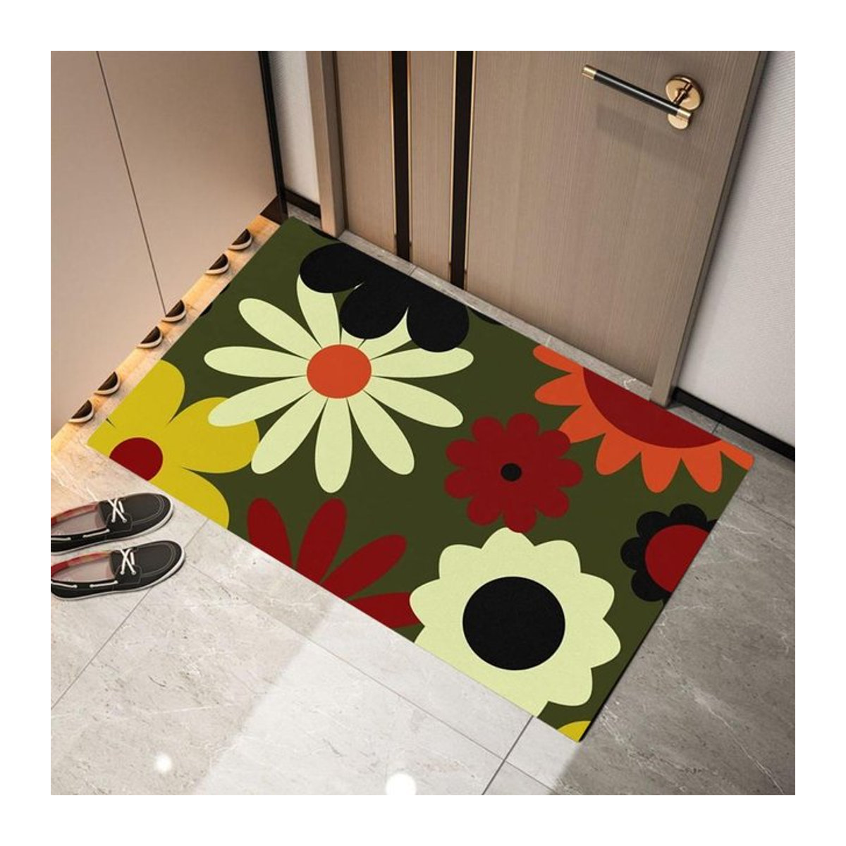 Retro Blumen Fußmatte von Lodestar für Innen und Außen, B/T/H: 60 x 40 x 1 cm - Bild 1