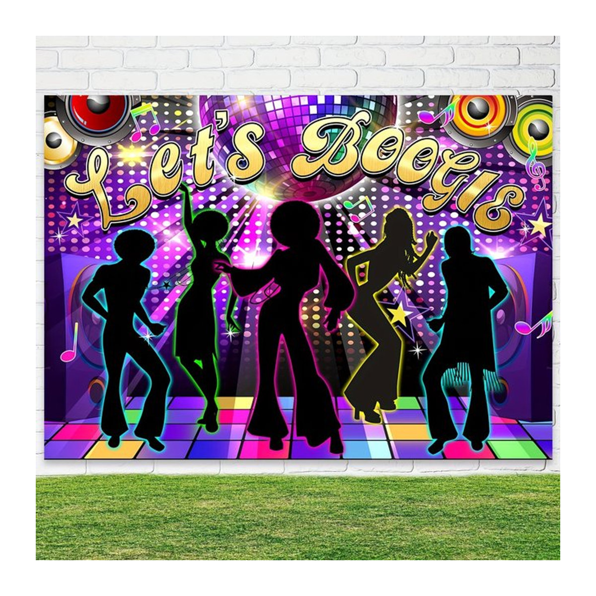 Retro Disco 70er Jahre Party Hintergrund mit lebendigem Neon-Design in Mehrfarbig - Bild 1