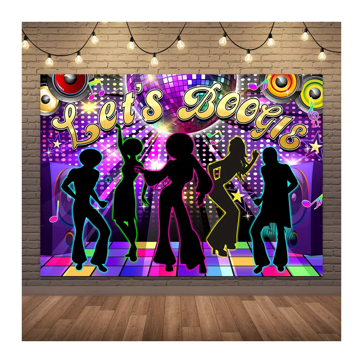 Retro Disco 70er Jahre Party Hintergrund mit lebendigem Neon-Design in Mehrfarbig - Bild 2