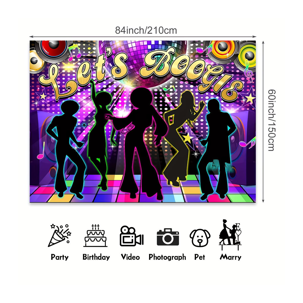 Retro Disco 70er Jahre Party Hintergrund mit lebendigem Neon-Design in Mehrfarbig - Bild 3