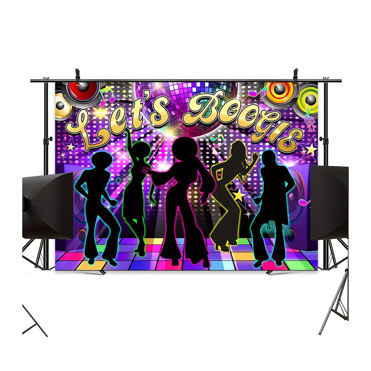 Retro Disco 70er Jahre Party Hintergrund mit lebendigem Neon-Design in Mehrfarbig - Bild 4