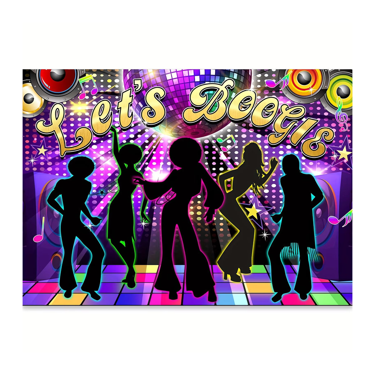 Retro Disco 70er Jahre Party Hintergrund mit lebendigem Neon-Design in Mehrfarbig - Bild 5