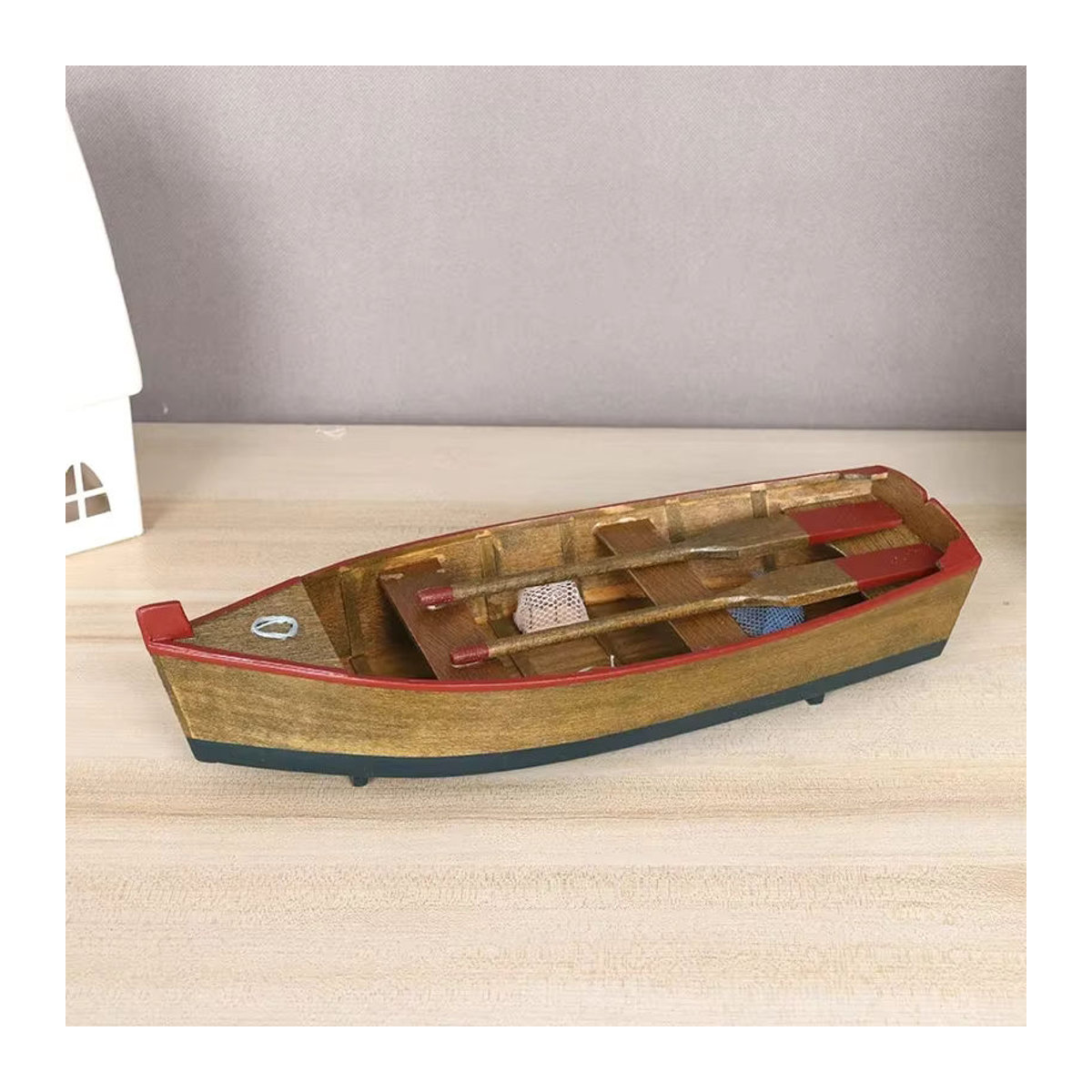Retro Fischerboot Modell aus Massivholz in Braun als Dekoration für Aquarium oder Wohnraum - Bild 3