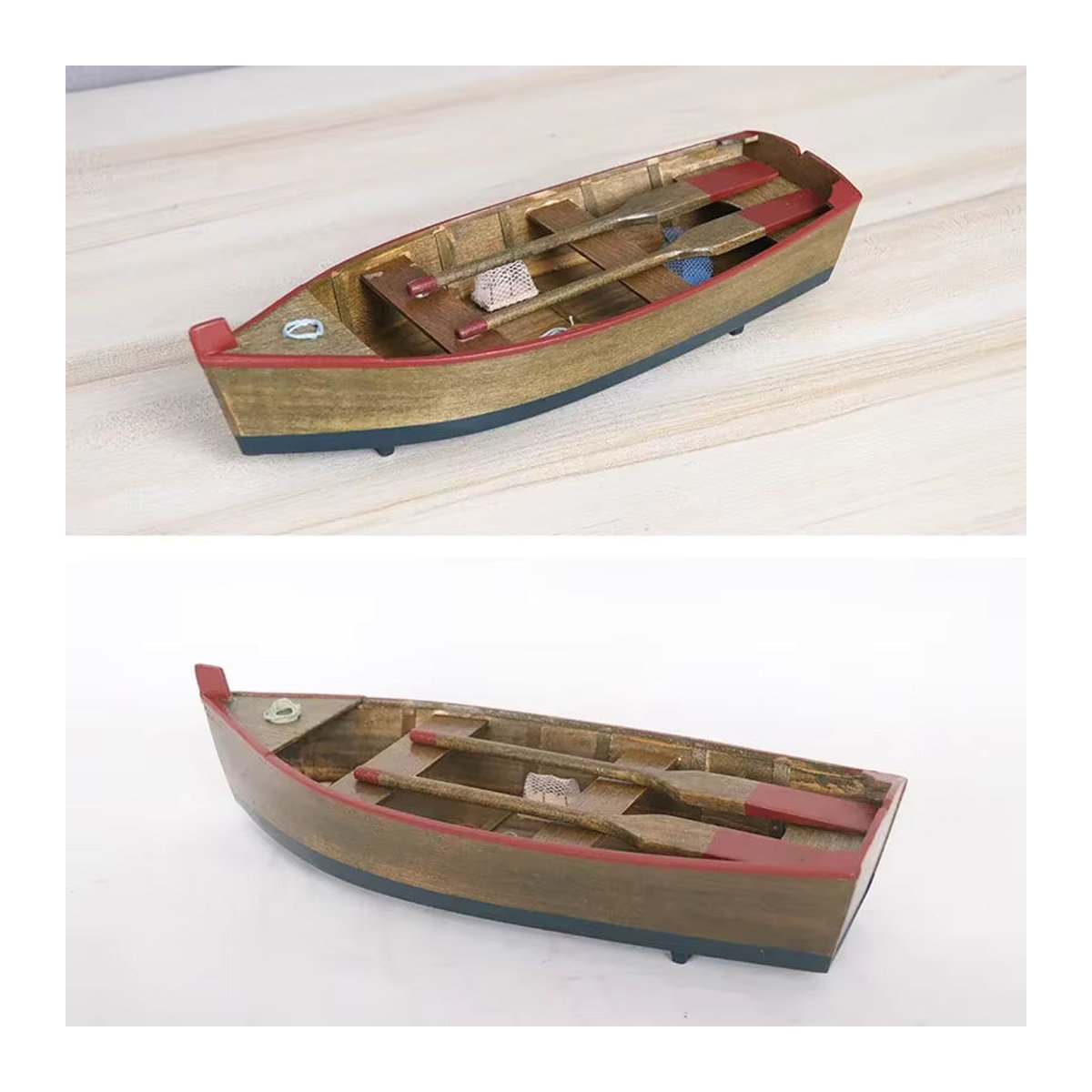 Retro Fischerboot Modell aus Massivholz in Braun als Dekoration für Aquarium oder Wohnraum - Bild 4