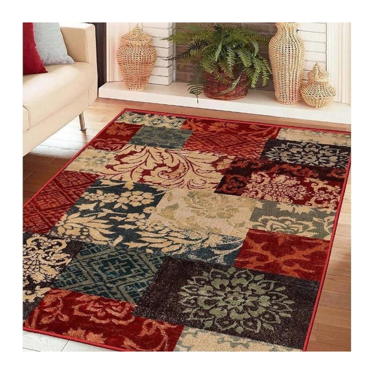 Retro Floral Teppich von Lodestar, weich und rutschfest, für Innen- und Außenbereiche, B/H: 40 x 60 cm - Bild 1
