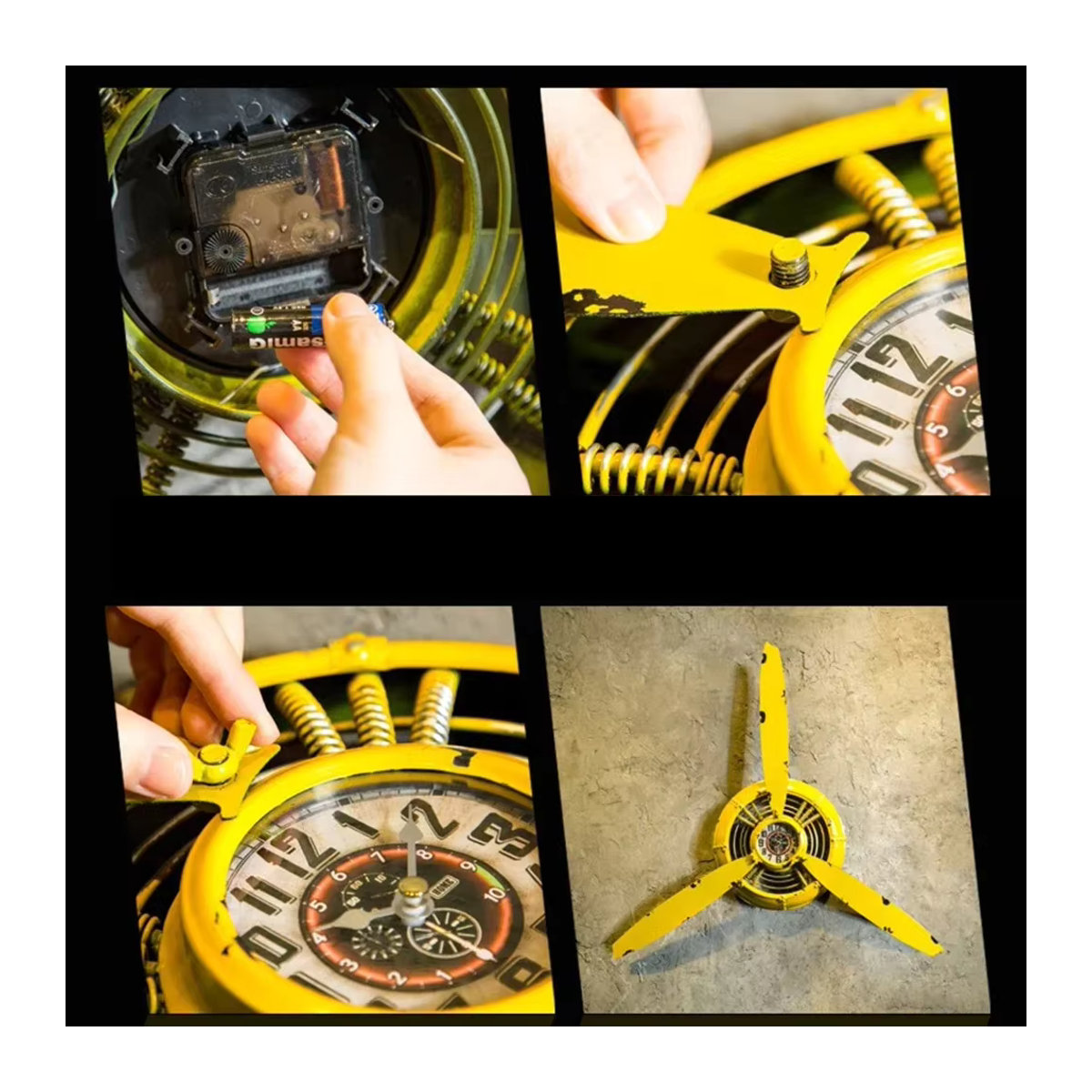 Retro Flugzeug Propeller Wanduhr aus Schmiedeeisen und Metall als dekorativer Wandbehang - Bild 2