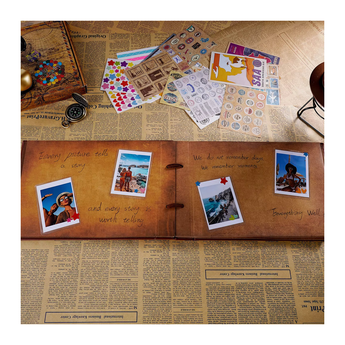 Retro Fotoalbum aus PU-Leder mit 80 Seiten für dein Abenteuerbuch und DIY-Erinnerungen - Bild 5