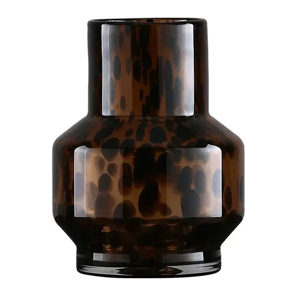 Retro Glasvase mit Leopardenmuster in Bernstein und Braun für Schnittblumen als dekoratives Desktop-Ornament - Bild 1
