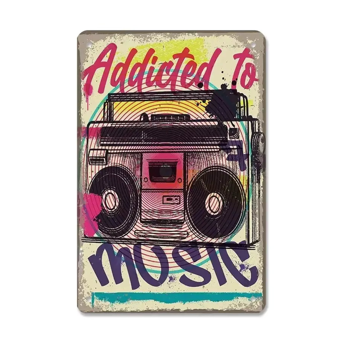 Retro-Musikposter aus Aluminium als Wanddekoration mit Musikmotiven, B/H: 30,48 x 30,48 cm - Bild 2