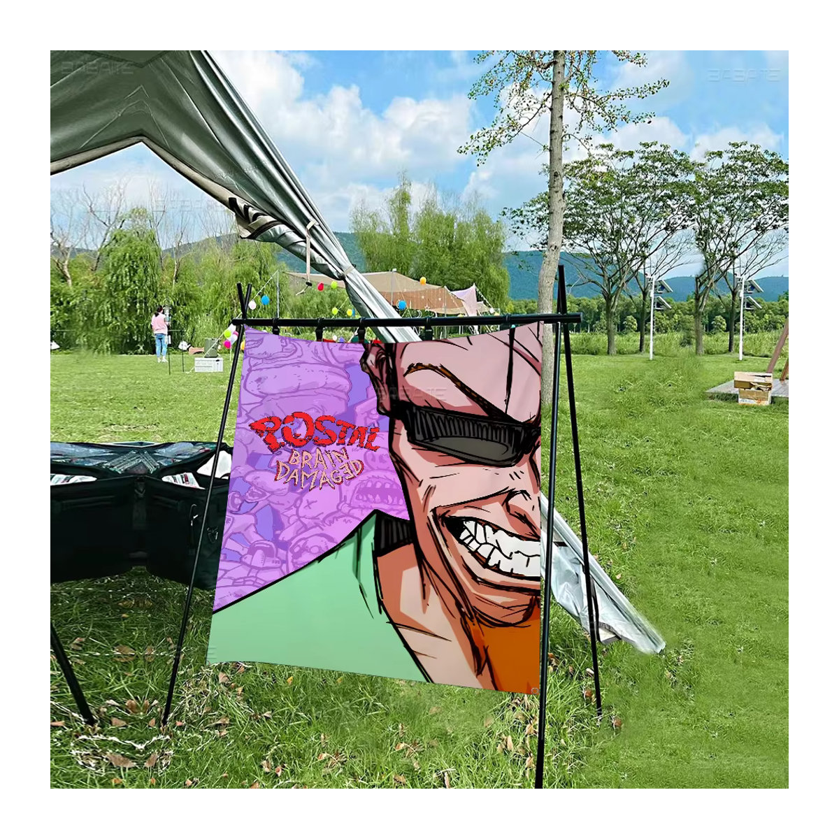 Retro Post Dude Party Flagge aus weißem Papier als Deko-Poster für draußen, B/H: 50 x 50 cm - Bild 5