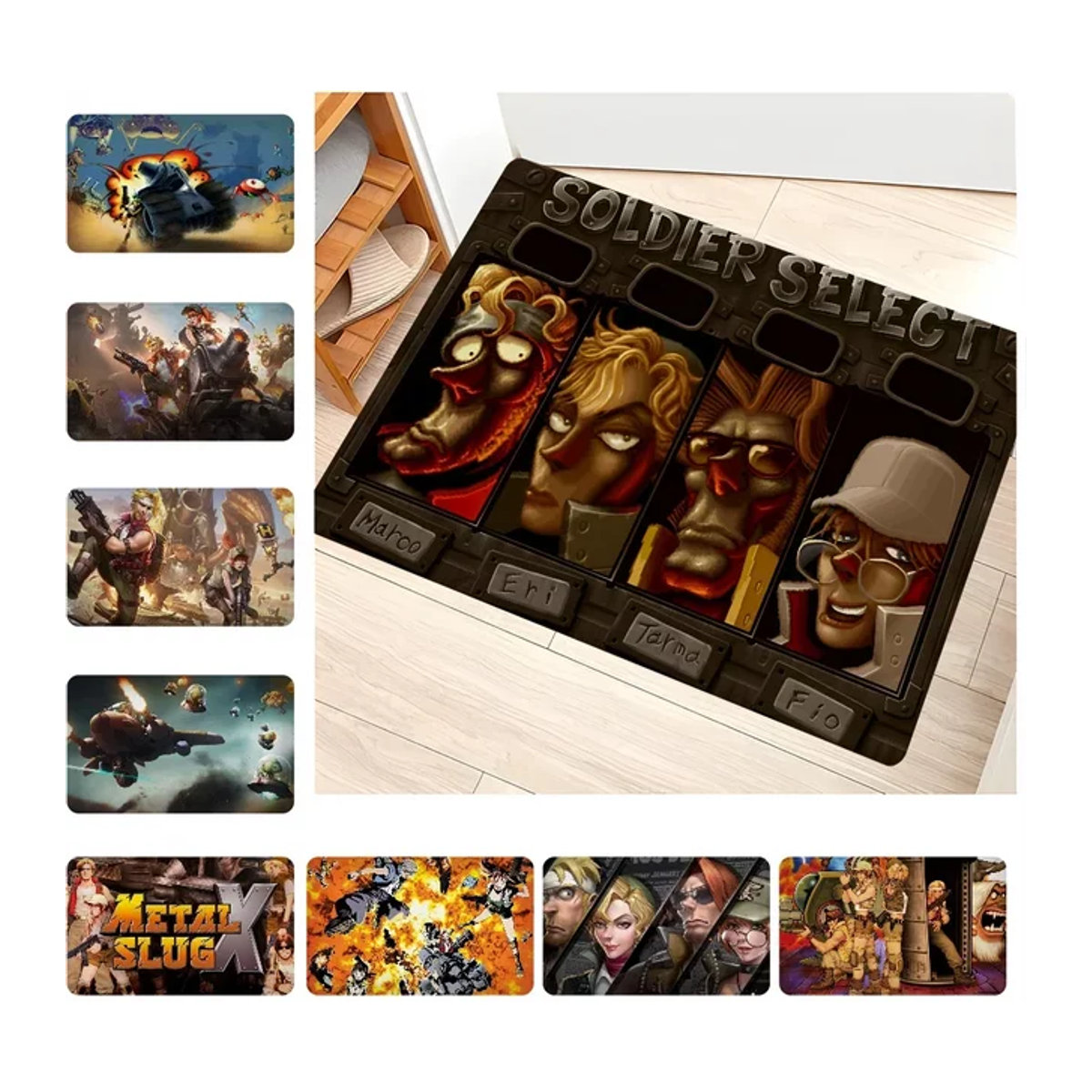 Retro Teppich im Slug Gamer Design für Wohnzimmer und Küche rutschfest und modern - Bild 1
