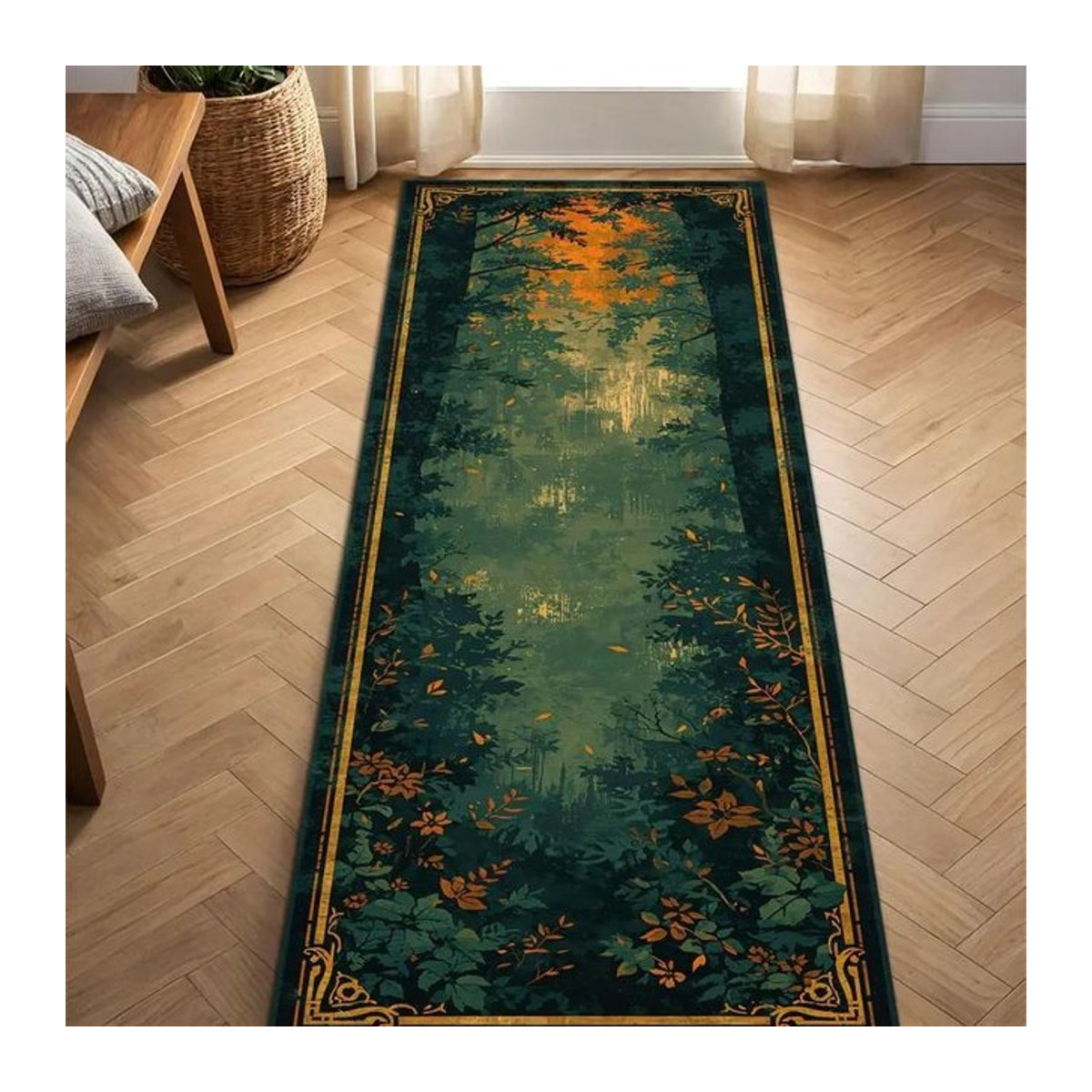 Retro Teppichläufer im böhmischen Stil mit Blumenmuster für Wohnzimmer und Flur B/T: 50 x 150 cm - Bild 1