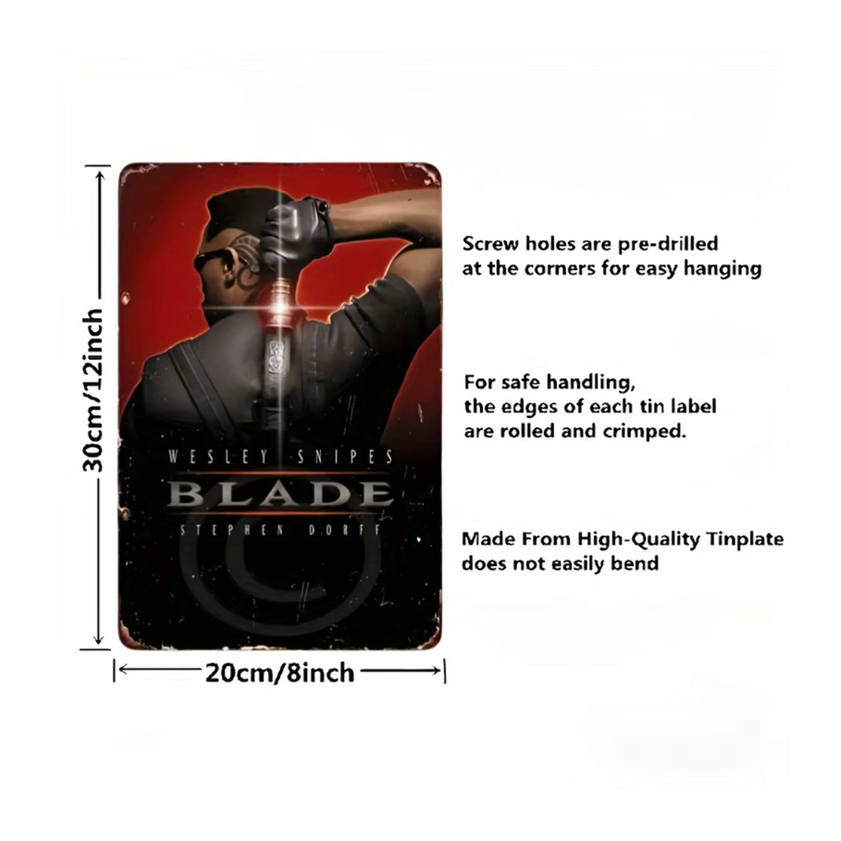 RETROFILMZ Blade Movie Vintage-Wandschild aus Metall in Weiß, B: 30,0 cm, H: 30,0 cm, T: 0,1 cm - Bild 2