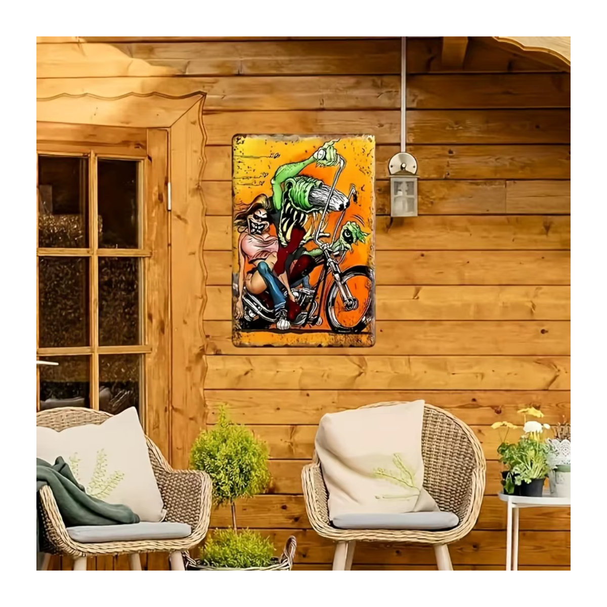 RetroRiders Vintage Rat Riding Metallschild in Multicolor, wasserfeste Wandkunst für Zuhause, Bar und Garage, B/H: 20,0 x 20,0 cm - Bild 2