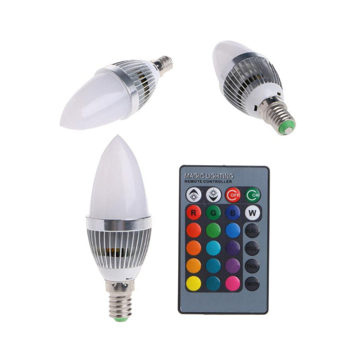 RGB LED Kerzenlampe E14 mit Fernbedienung, 3W, 15 Farben wechselnd, Bunt/Pale Blue - Bild 3