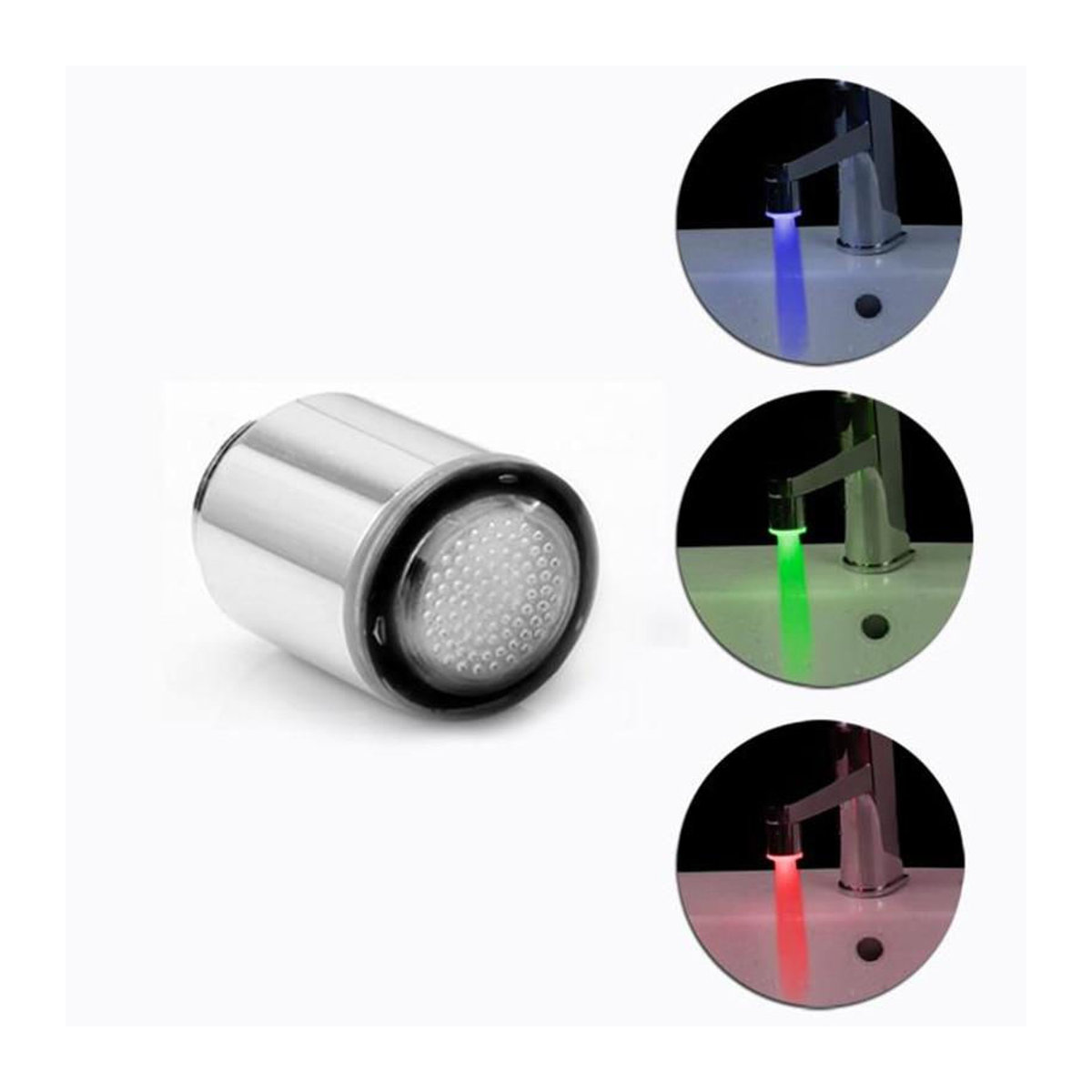 RGB LED Wasserhahn Aufsatz mit 7 Farben und Temperaturanzeige für Küche und Bad in Chrom und Bunt - Bild 2