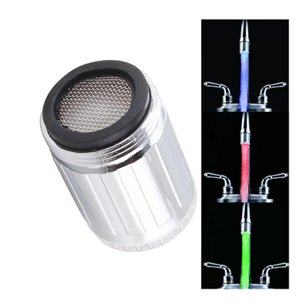 RGB LED Wasserhahn Aufsatz mit 7 Farben und Temperaturanzeige für Küche und Bad in Chrom und Bunt - Bild 5