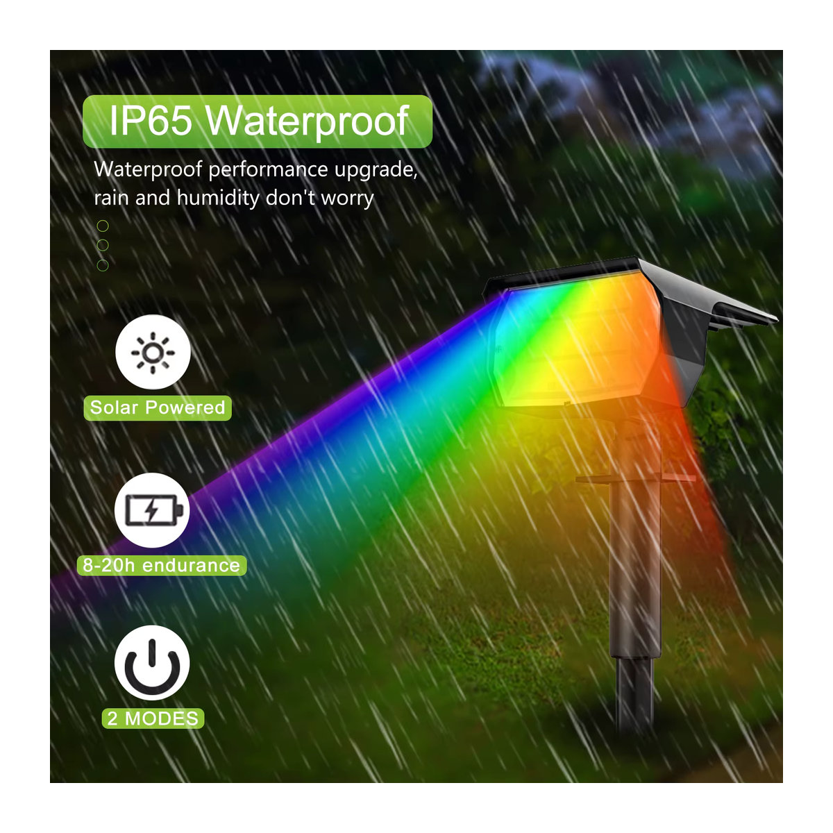 RGB Solar Außenstrahler mit 20 LED für Garten und Terrasse, Wasserdicht, Schwarz/Bunt - Bild 4