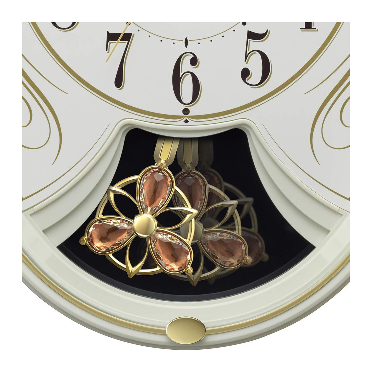 RHYTHM Wanduhr mit 6 Welt-Lilien Funkgesteuerten Melodien, Analog, Weiß, B/T/H: 36,5 x 36,5 x 7,2 cm - Bild 2