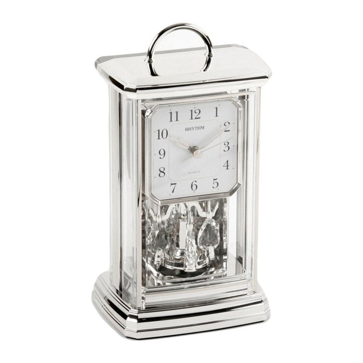 Rhythm Wanduhr mit arabischem Zifferblatt und Griff in Silber, Rechteckig, B/T/H: 26,0 x 14,0 x 10,5 cm - Bild 1