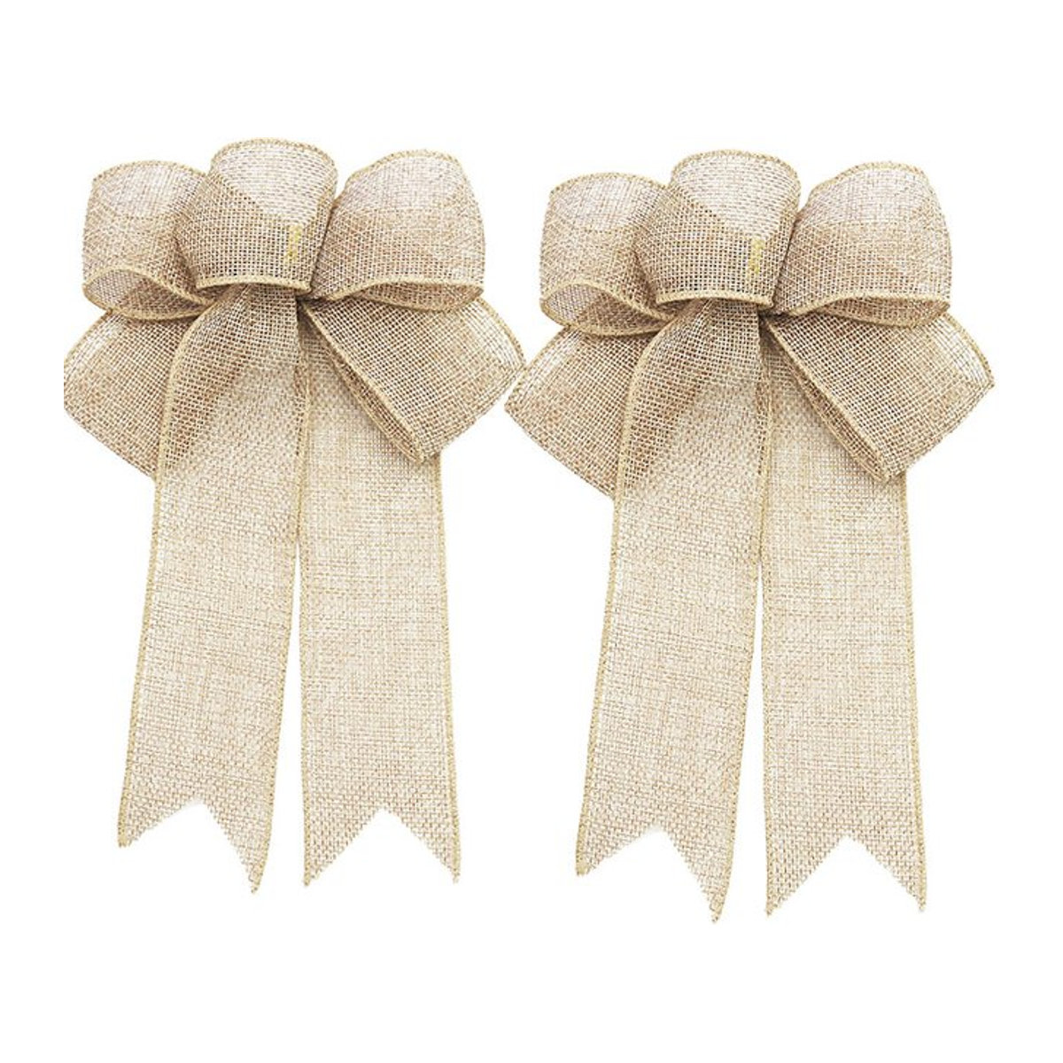 RIBBON HOUSE Weihnachtsbaum Dekoration Set aus 2 Teilen mit Schmetterlingsknoten aus Leinen in Orange und Beige - Bild 1
