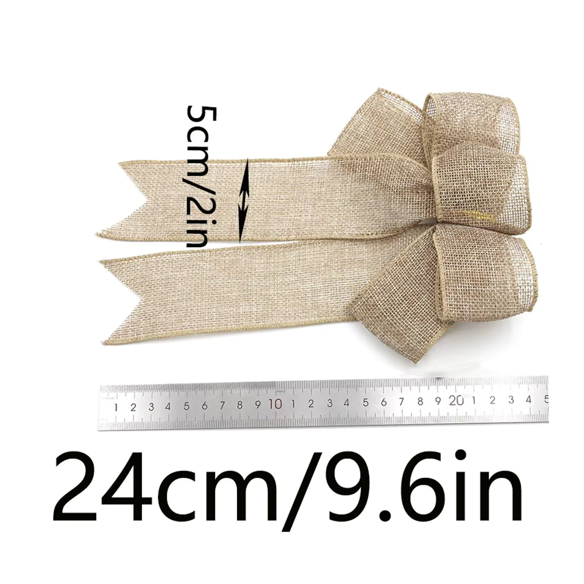 RIBBON HOUSE Weihnachtsbaum Dekoration Set aus 2 Teilen mit Schmetterlingsknoten aus Leinen in Orange und Beige - Bild 2