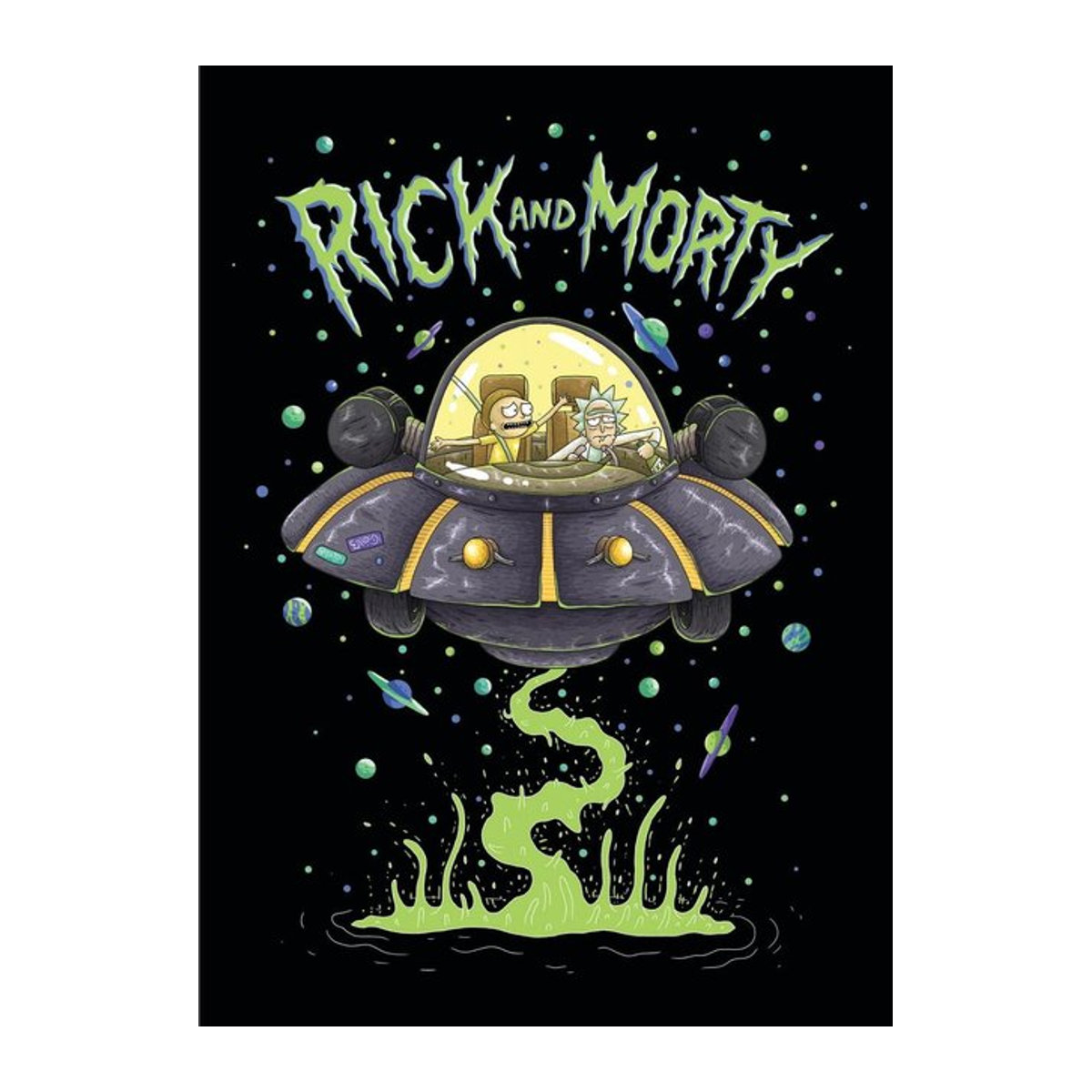 Rick And Morty UFO Space Cruiser Fleecedecke, Schwarz, Breite: 150 cm - Bild 1
