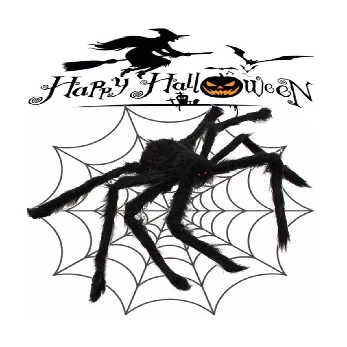 Riesige gruselige Halloween Spinne in Schwarz als Spukhaus Requisite für Indoor und Outdoor - Bild 3