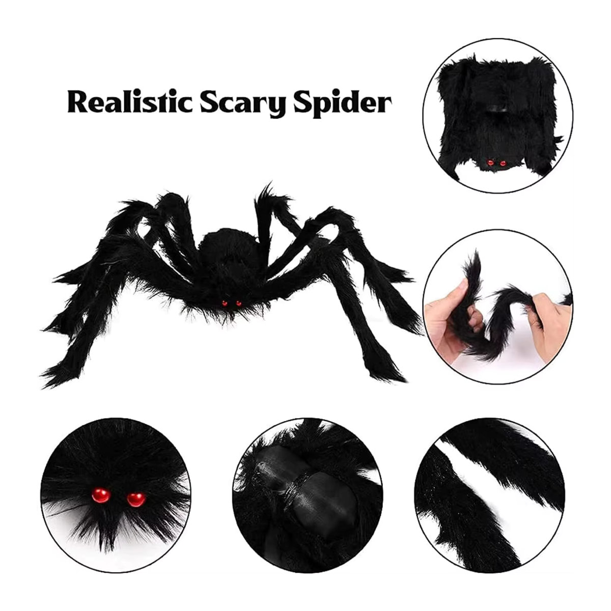 Riesige gruselige Halloween Spinne in Schwarz als Spukhaus Requisite für Indoor und Outdoor - Bild 5