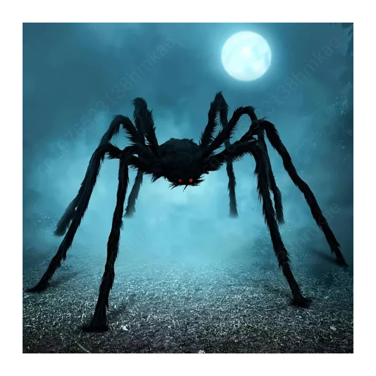 Riesige Halloween-Spinne in Schwarz als realistische pelzige Dekoration für Innen- und Außenbereich, Höhe: 200 cm - Bild 1