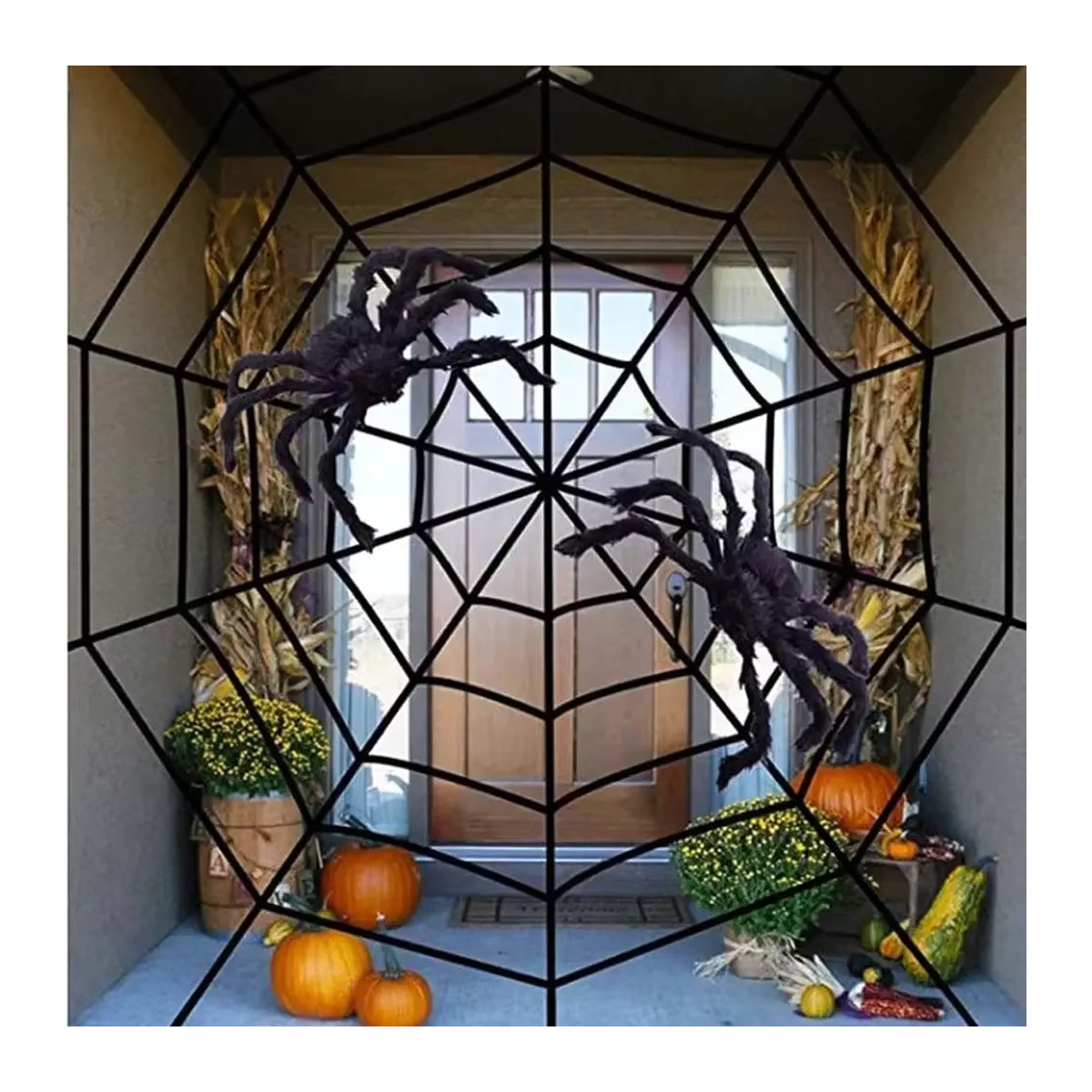 Riesige Halloween-Spinne in Schwarz als realistische pelzige Dekoration für Innen- und Außenbereich, Höhe: 200 cm - Bild 2