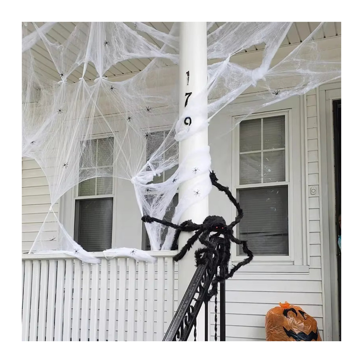 Riesige Halloween-Spinne in Schwarz als realistische pelzige Dekoration für Innen- und Außenbereich, Höhe: 200 cm - Bild 4