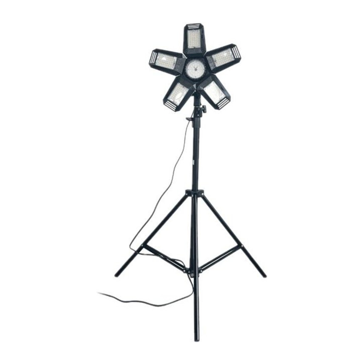 Rigel Klappbare Werkstattlampe LED 5-flügelig 55W mit Stativ Schwarz E27 6500K Kaltweiß - Bild 1