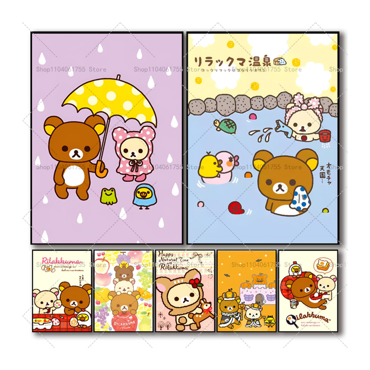 Rilakkuma Anime Poster selbstklebend wasserfestes Wanddekor für Kaffeehaus und Zimmer - Bild 1