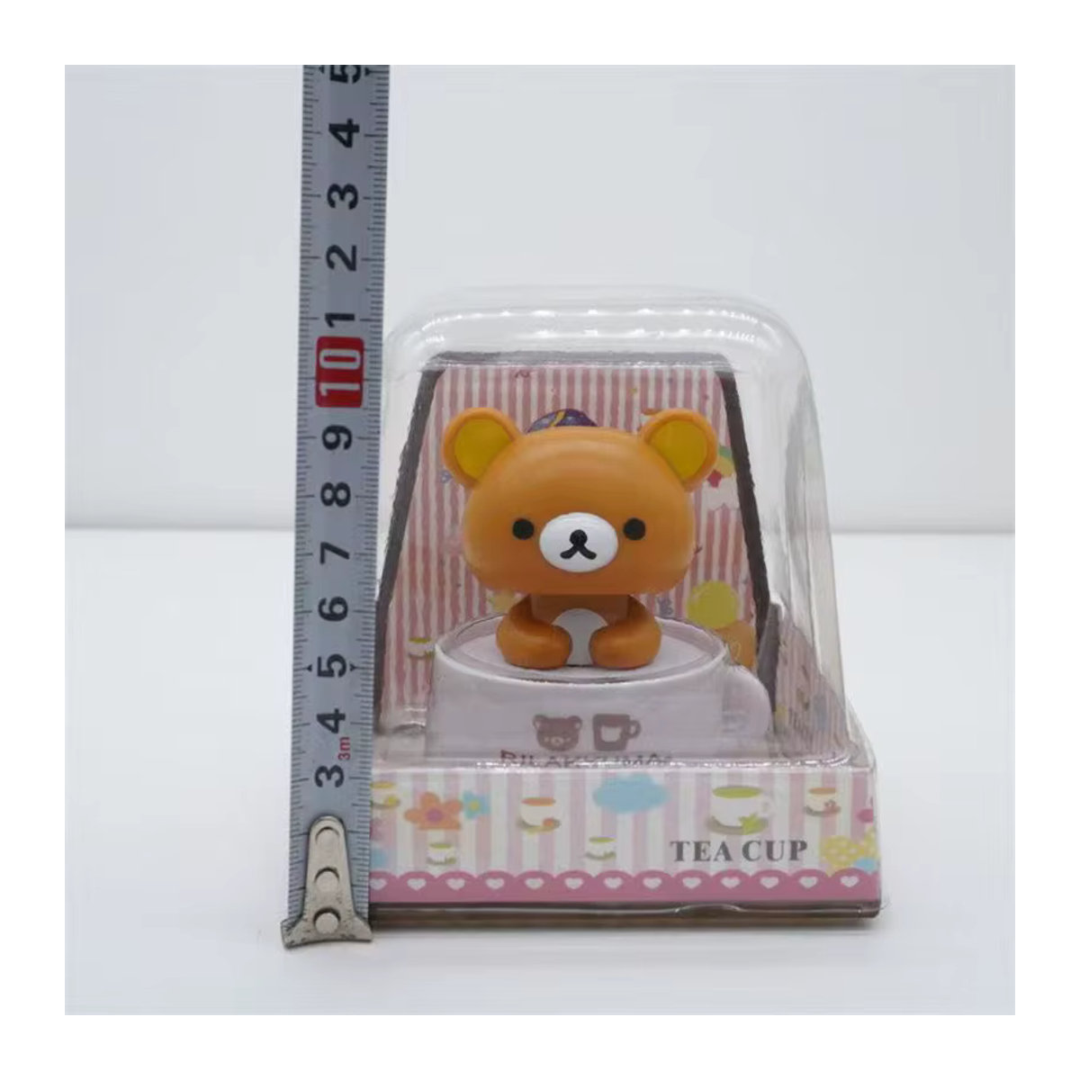 Rilakkuma Solar-Actionfigur Braun aus Kunststoff als dekoratives Nicken-Ornament für Auto und Zuhause - Bild 3