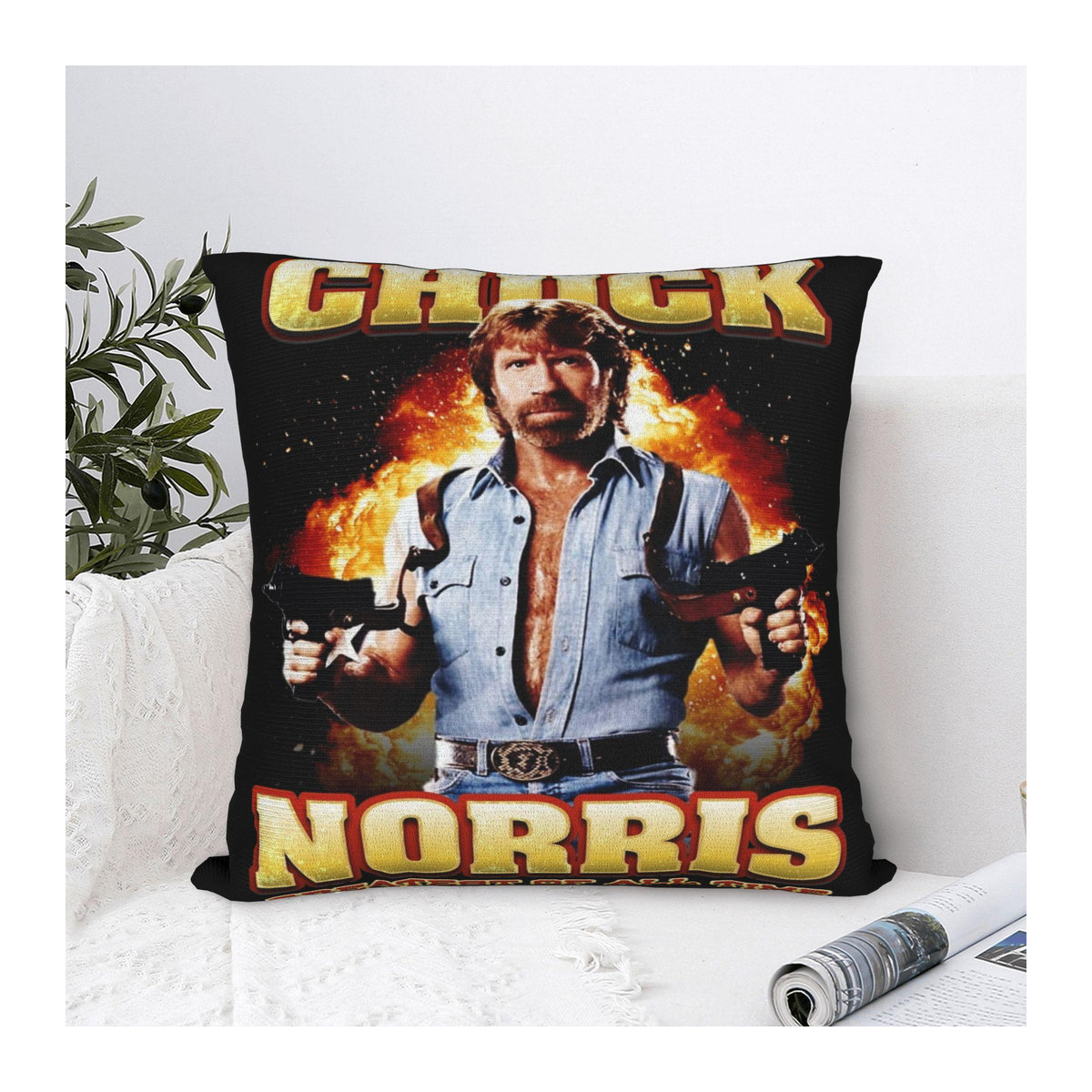 Rip Chuck Norris Stirbt Nie Kissenbezug aus Peach Skin in Multicolor, B/T/H: 18 x 18 x 18 cm - Bild 1