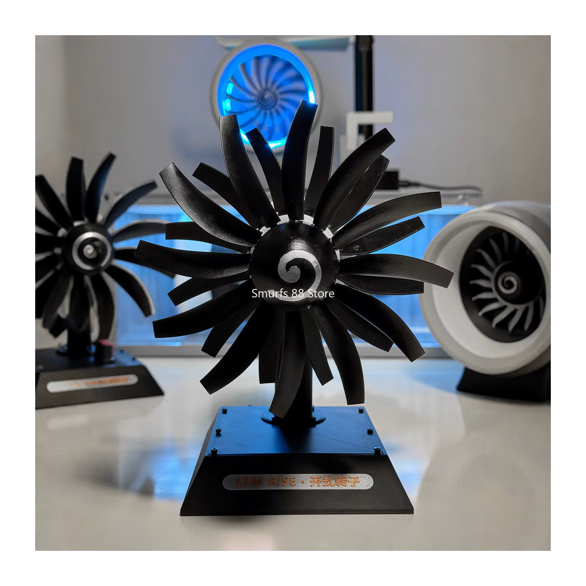 RISE 3D-gedrucktes Rotormotormodell mit offenem Rotor aus PLA-Material und integrierter Beleuchtung mit einstellbarer Geschwindigkeit als Desktop-Ornament - Bild 5