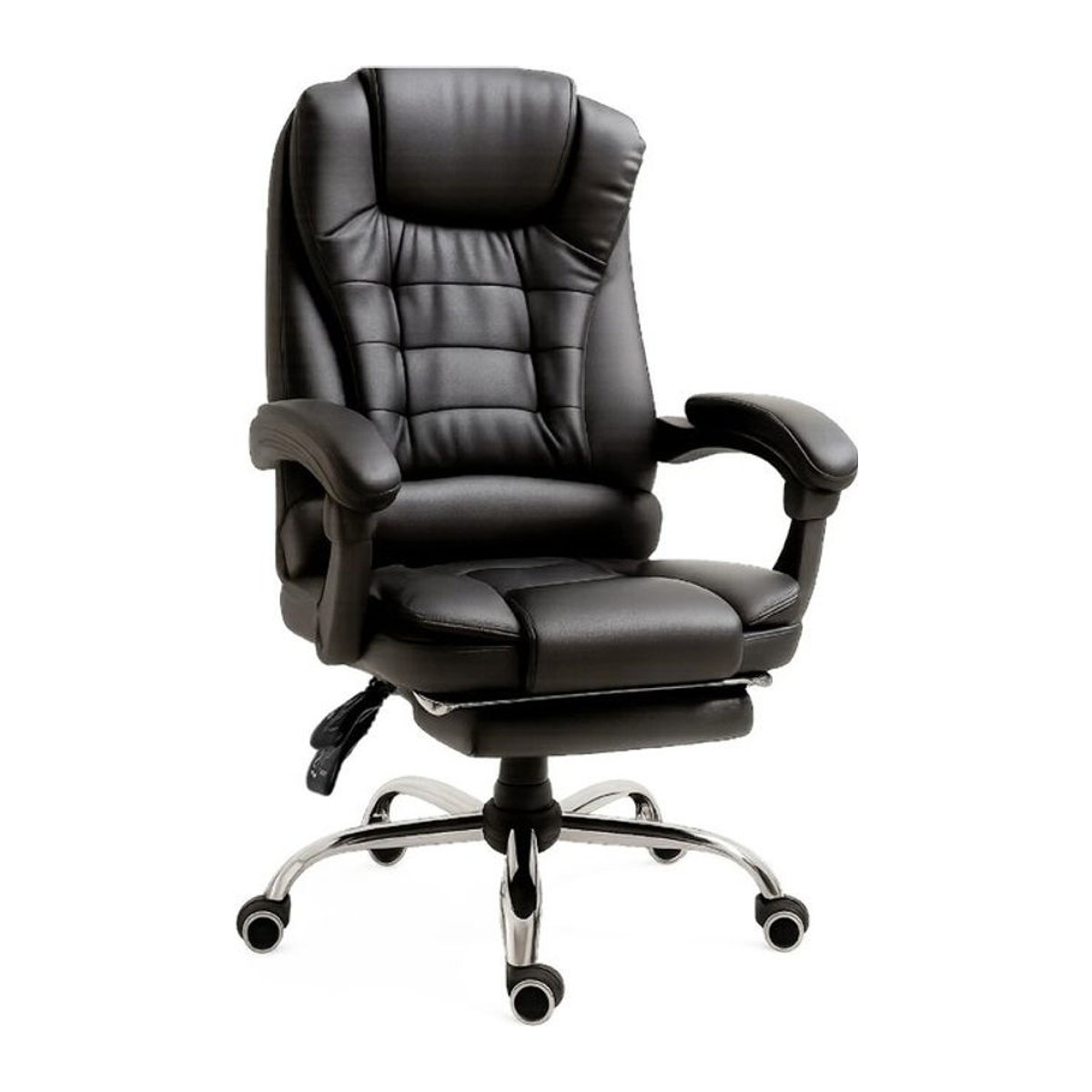 RMF Ergonomischer Schreibtischstuhl mit Fußstütze und Höhenverstellung, Schwarz/Braun, Kunstleder - Bild 1