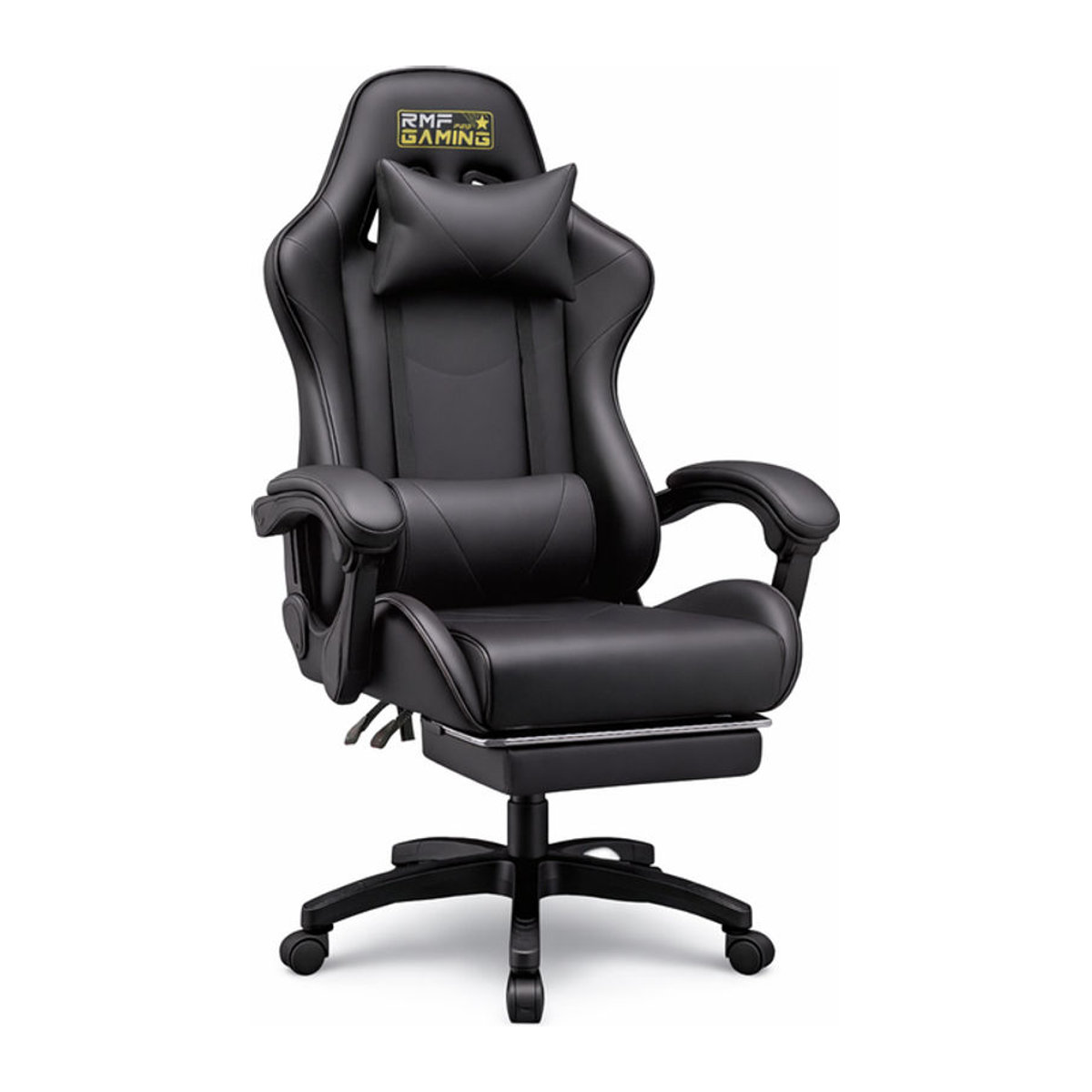 RMF Gamingstuhl ergonomisch mit Fußstütze aus Kunstleder in Schwarz und Blau - Bild 1