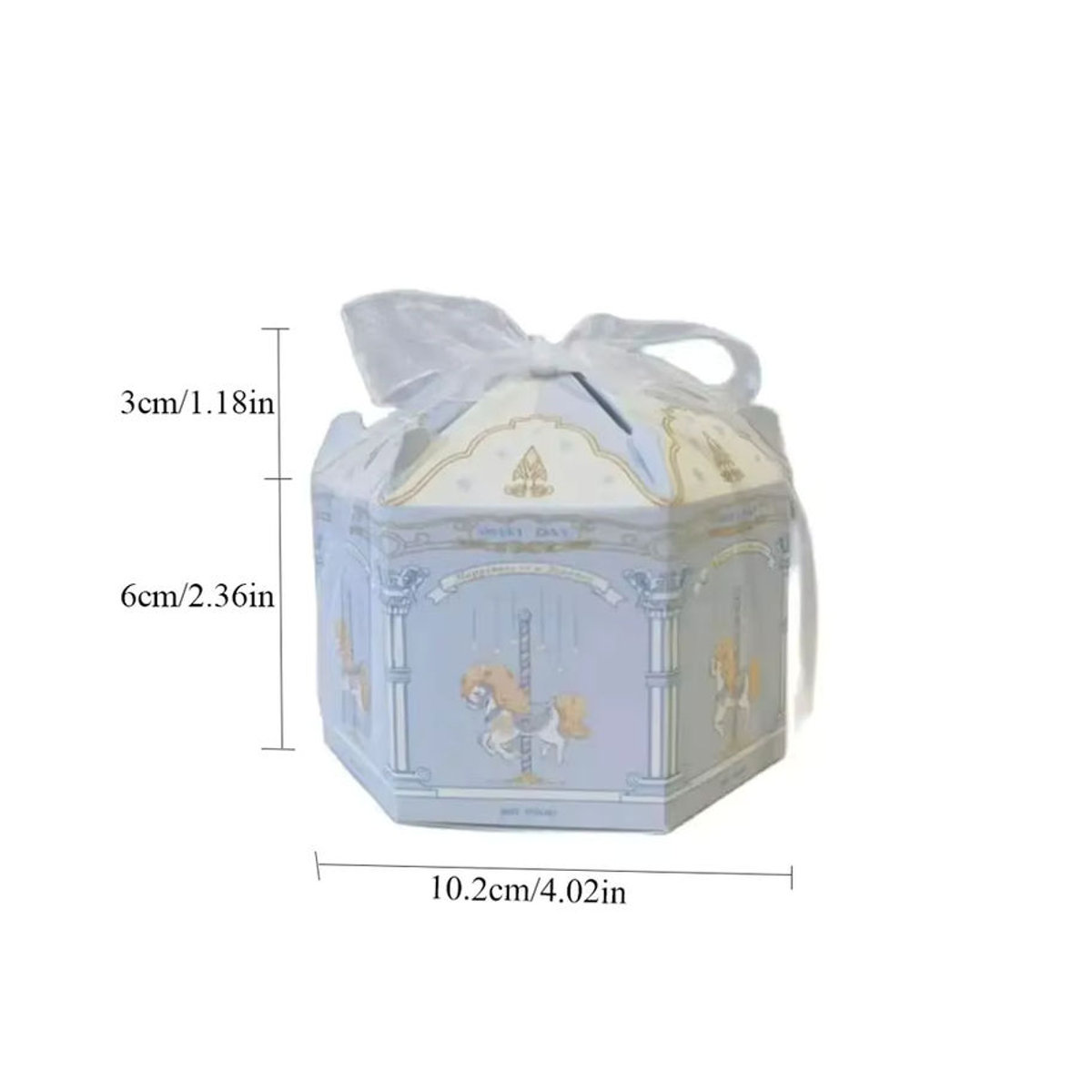 RMTPT Sechseckige Candy Boxen Karussell Serie in Baby Blau aus Papier für Hochzeit, Geburtstag und Babyparty - Bild 3