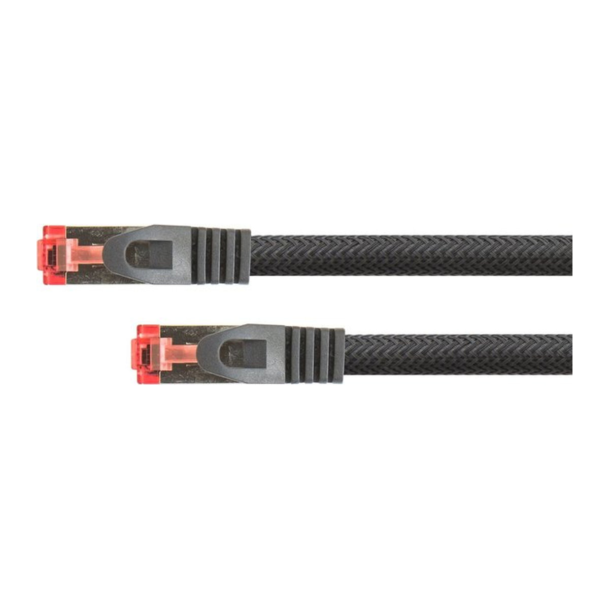 RNS Python Series Patchkabel Cat. 6 S/FTP PiMF mit Rastnasenschutz und Nylongeflecht Schwarz 25m - Bild 1