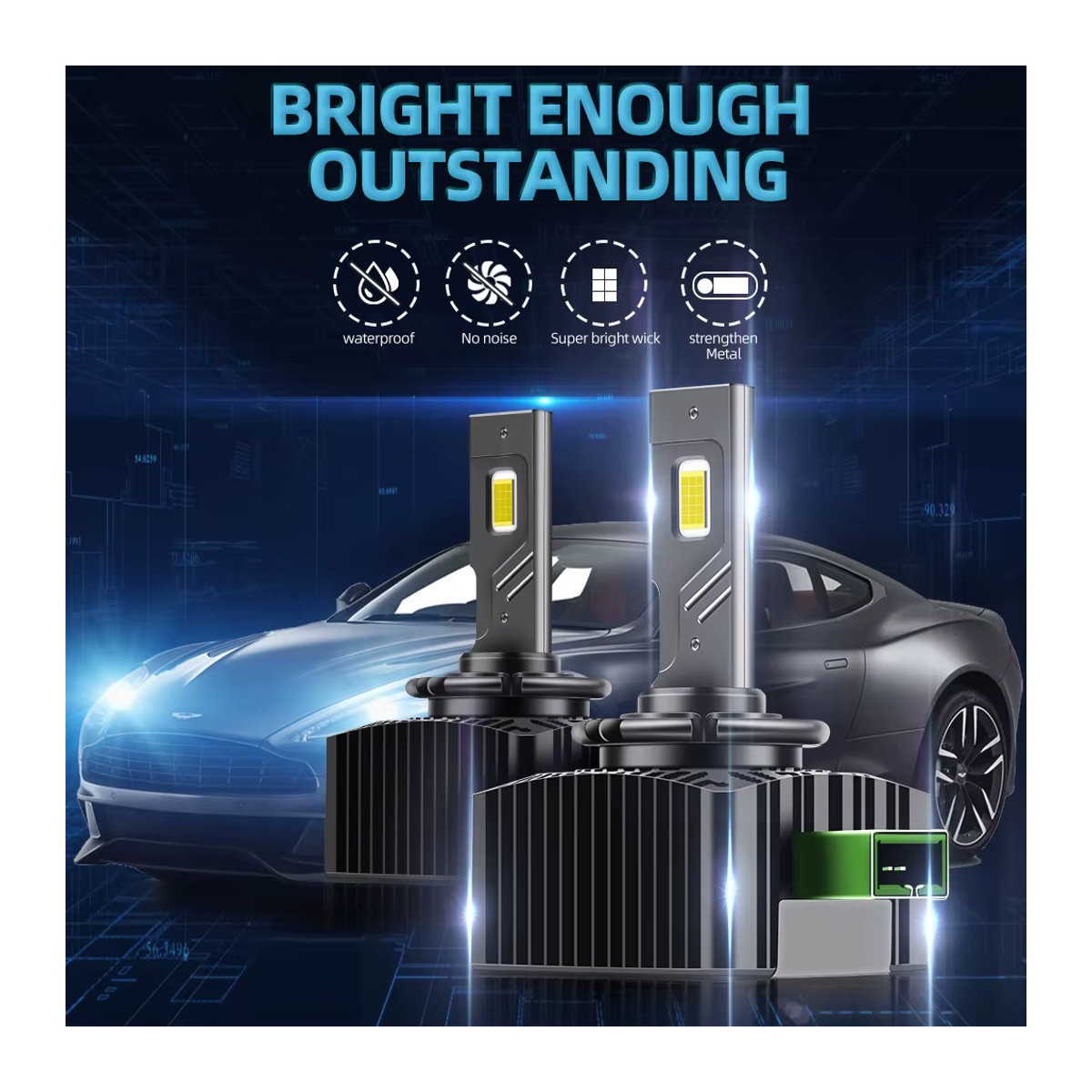 Roadsun LED-Scheinwerfer Fernlichtlampen D1S D2S D3S D4S D5S Kaltweiß 6500K mit CSP-Chip - Bild 3