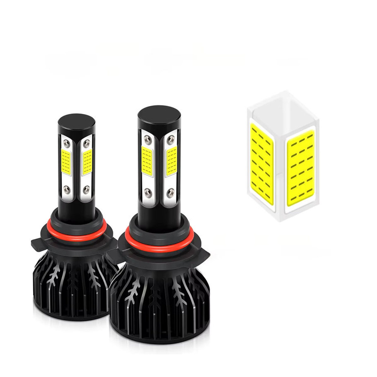 Roadsun LED Scheinwerferlampen Set für Fern- und Abblendlicht, 2er-Packung, Kaltweiß, 30000lm mit 4 seitlichen COB-Chips - Bild 6